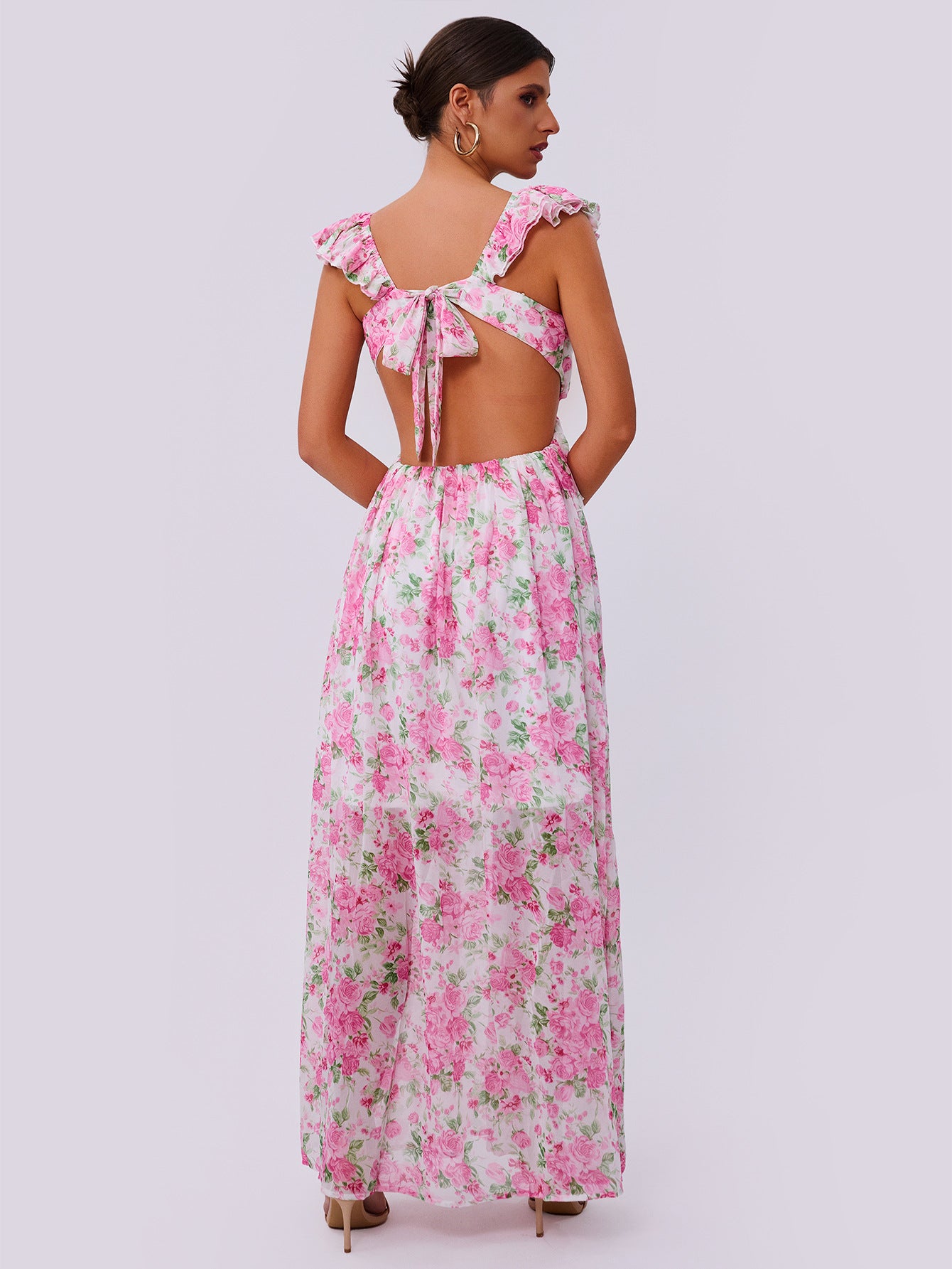 Women Summer Elegant Floral Print Maxi Dress 3