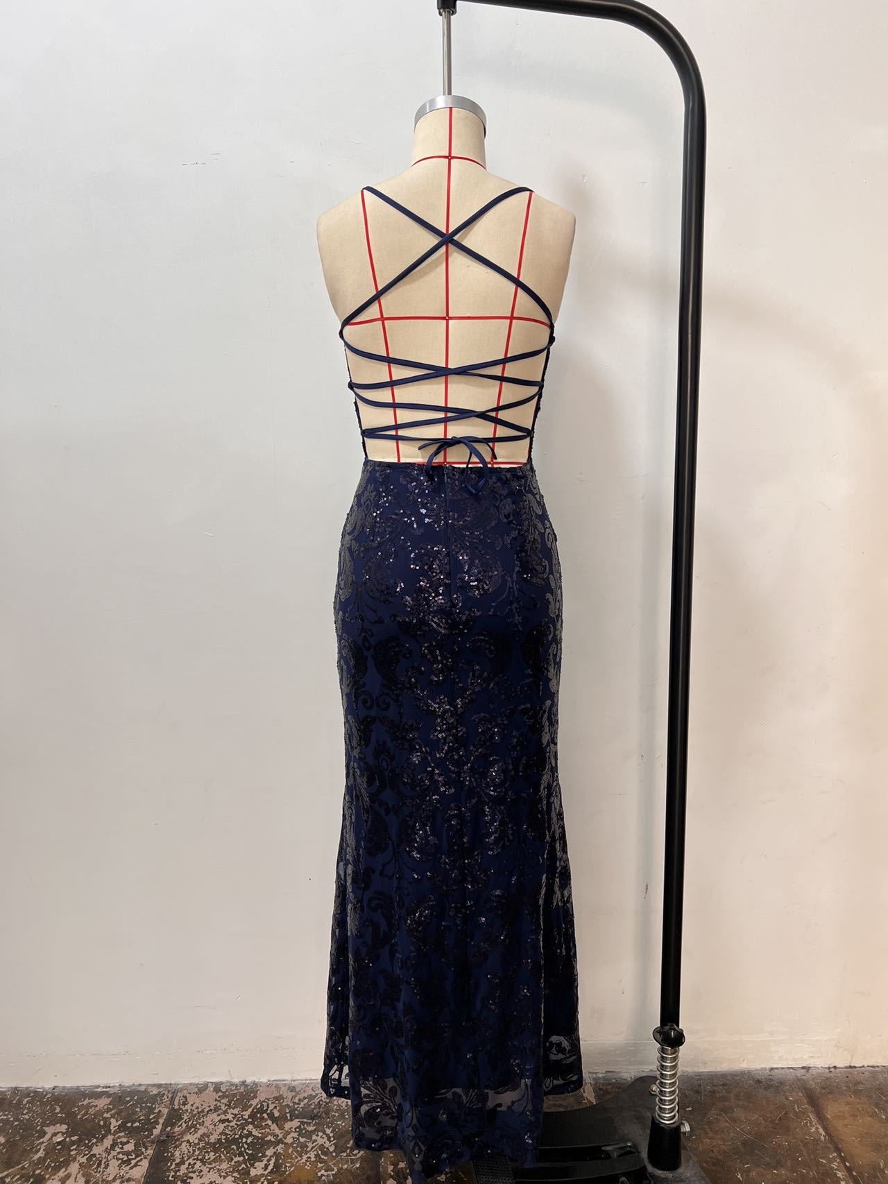 Women Sexy Lace-Up Sequined Evening Dress（Processing time need 3-6 days） 6