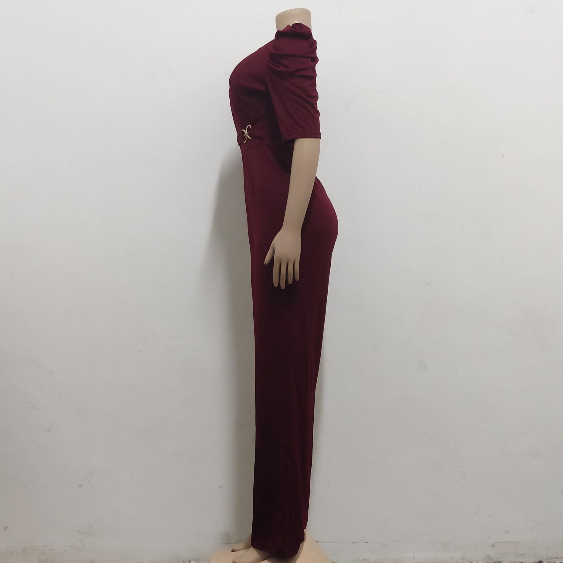 Sexy Fashion Solid Color Three-Quarter Sleeve V-Neck Jumpsuit Women's Clothing 22