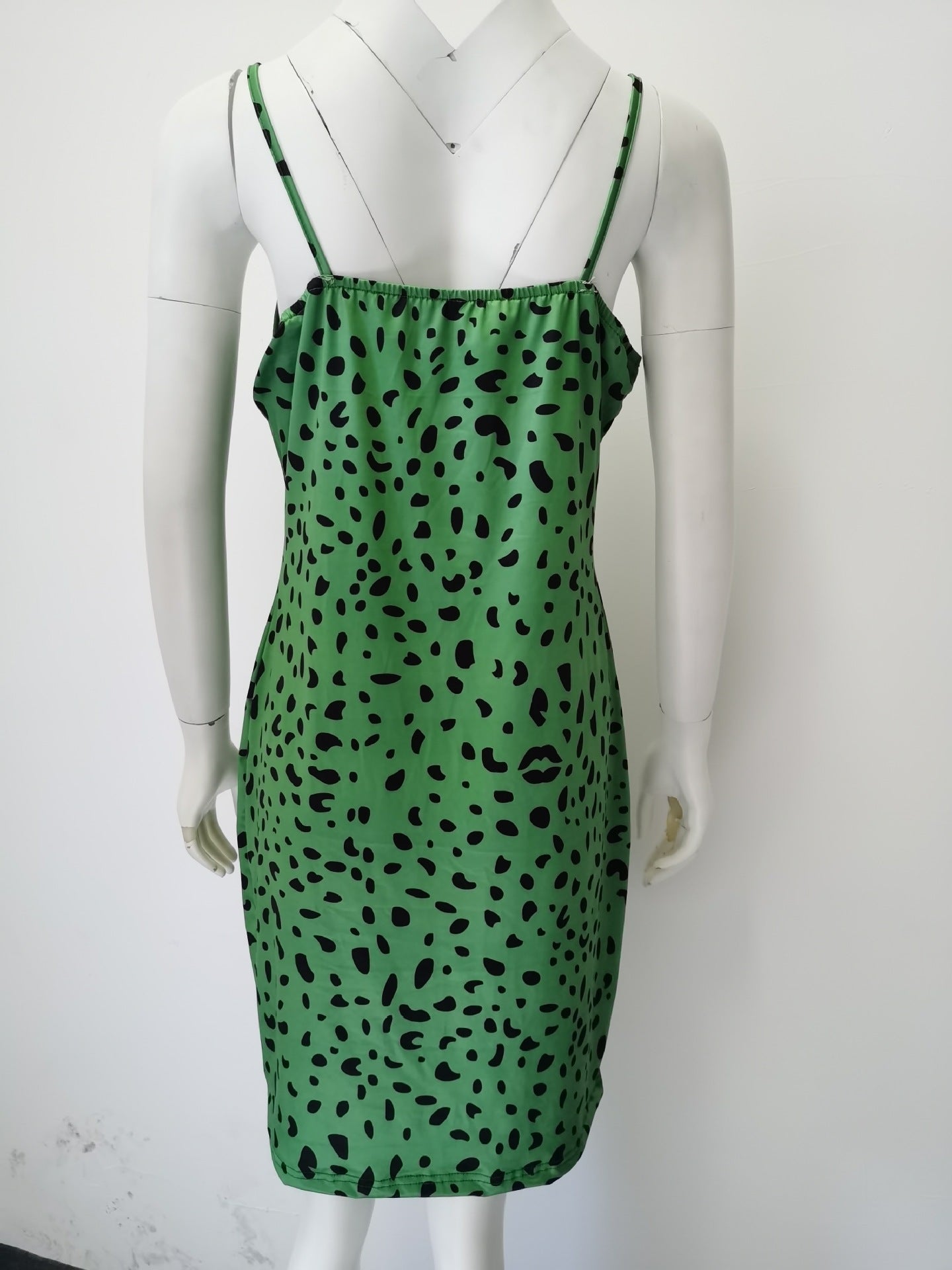 Women Leopard Print V-Neck Strap Dress 14
