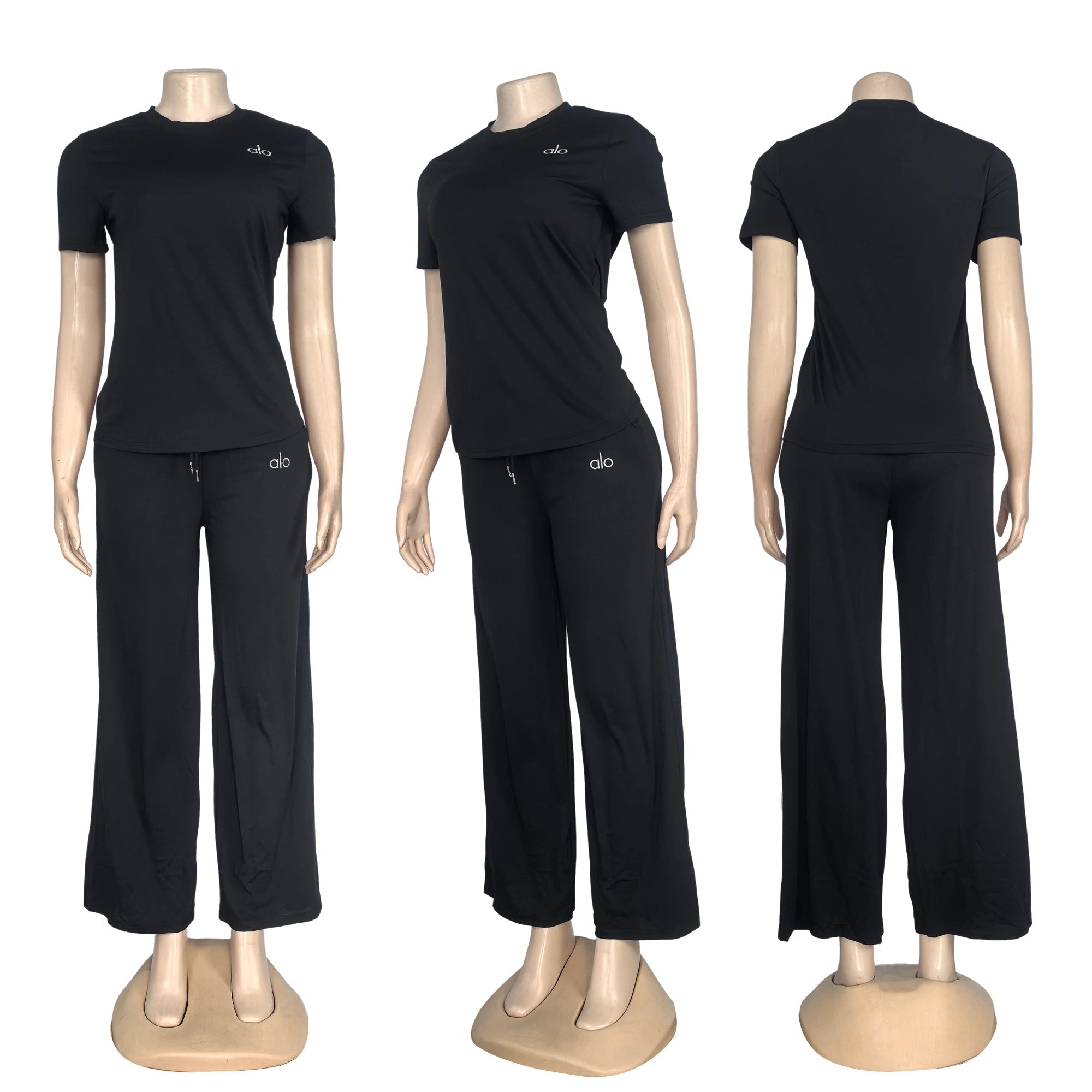 Women's Autumn Fashion Embroidered Casual Cotton Short Sleeve Two Piece Pants Set 7