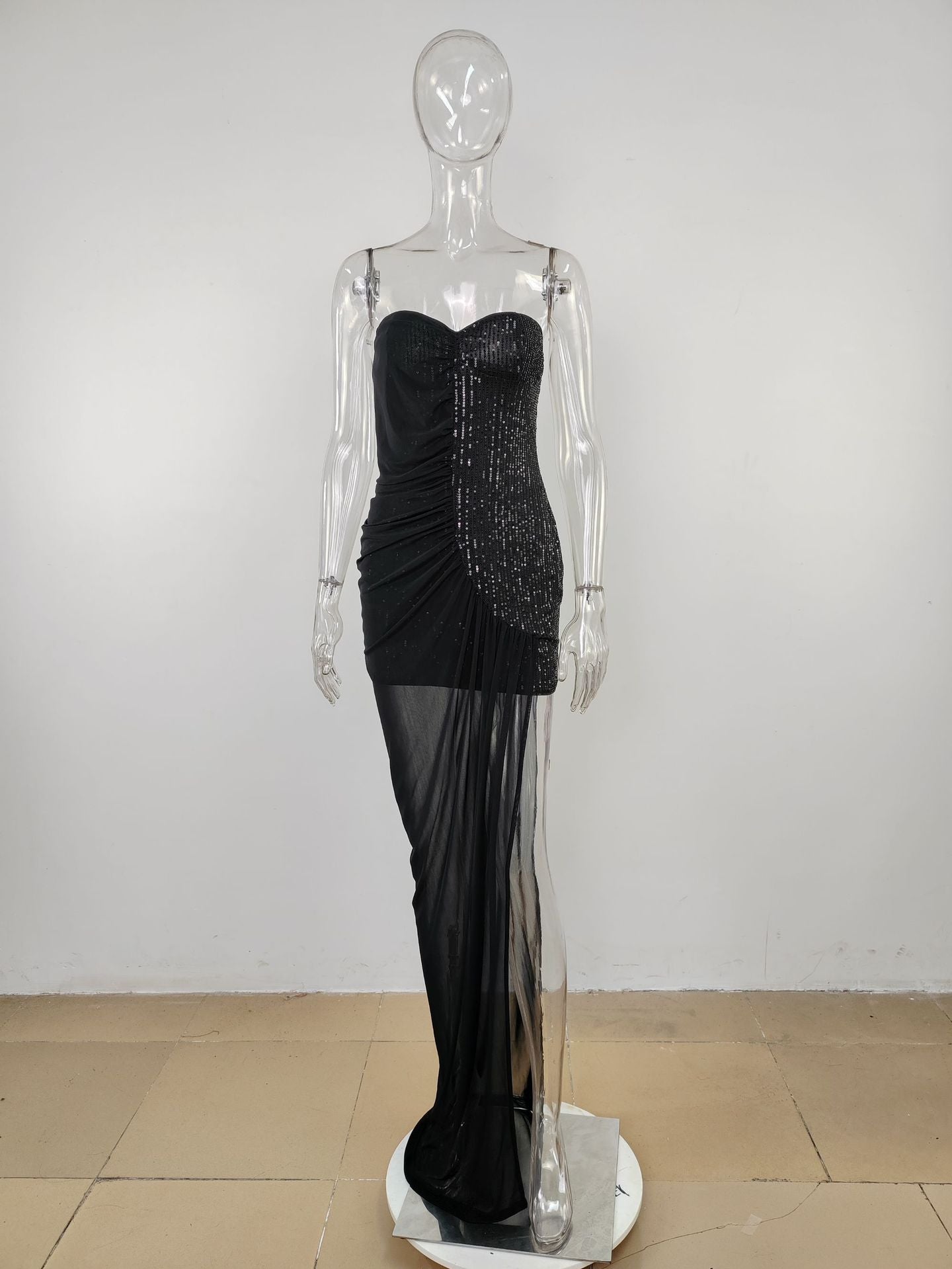 Women's Strapless Slit Sequin Dress 12