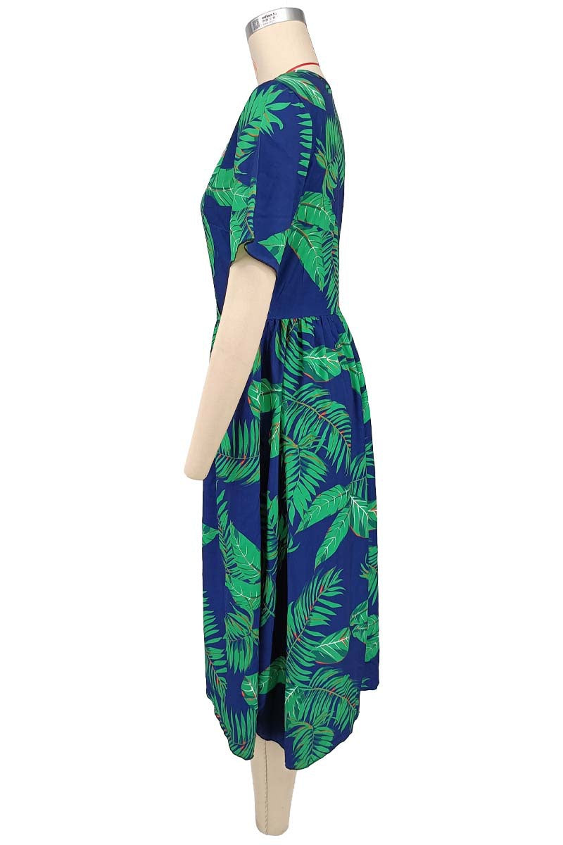 Plus Size Women Spring Summer Casual V Neck Printed Dress 5
