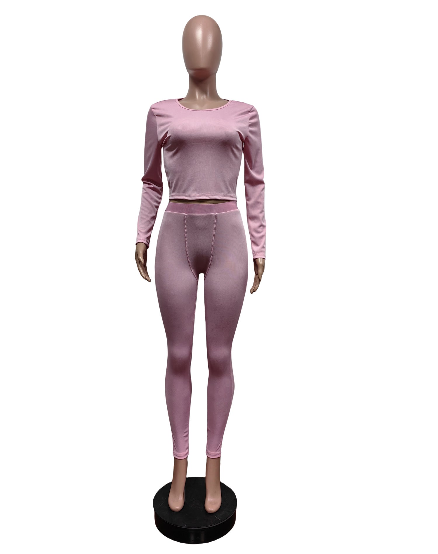 Ribbed Elastic Yoga Sports Women's Tight Slim Two Piece Pants Set 9