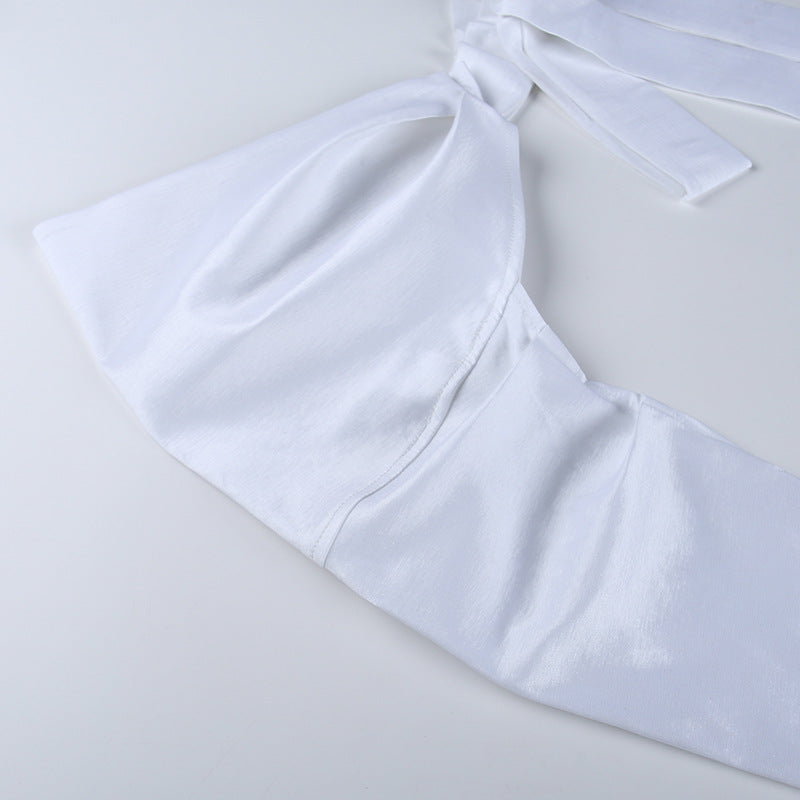 Women One Shoulder Bow Strapless Dress Two-piece Dress Set 26