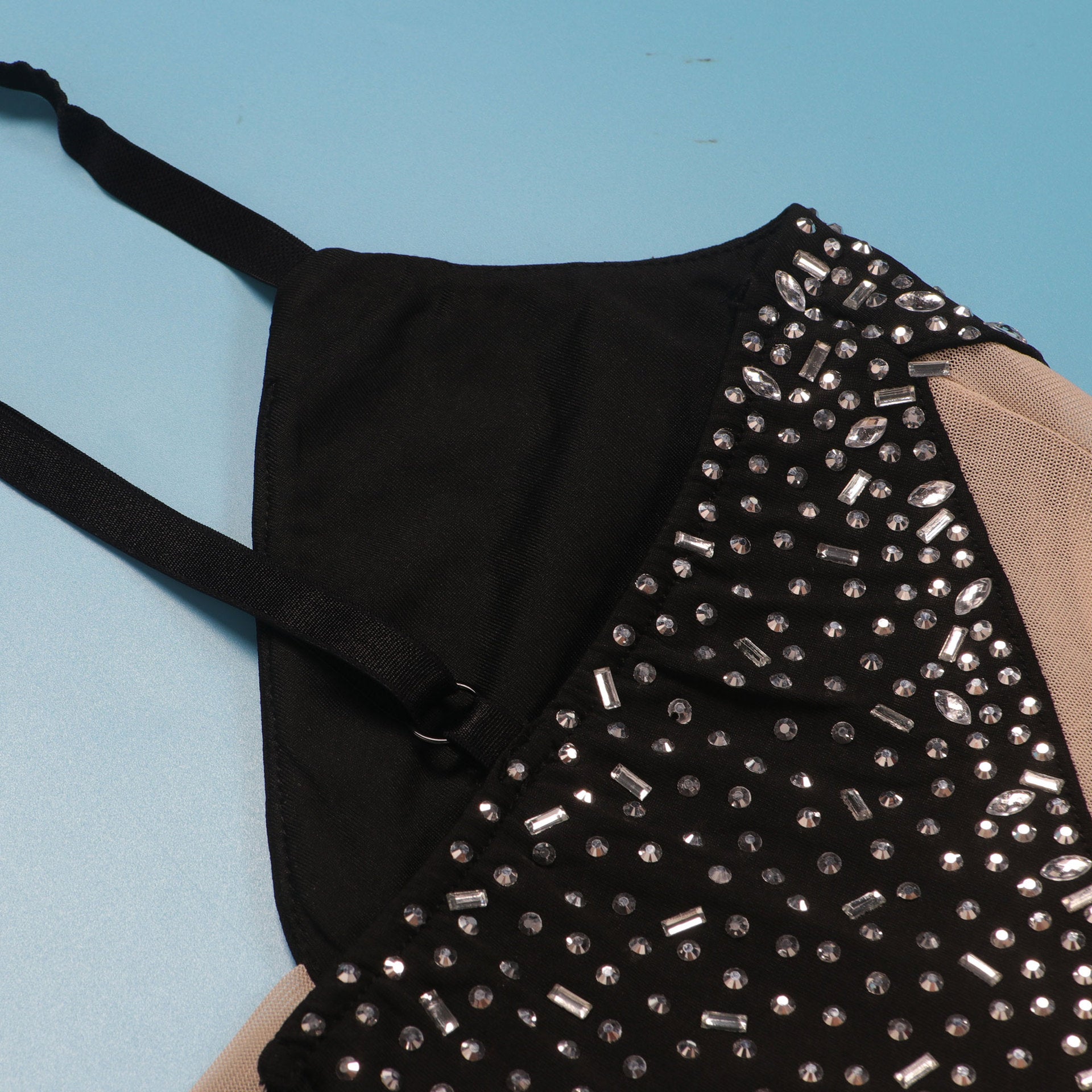 Women Beaded Stretch Suspender Bodycon Jumpsuit 28