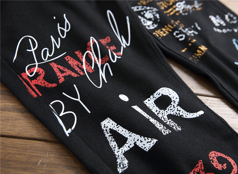 Men's Stretch Casual Printed Straight Denim Pants 11