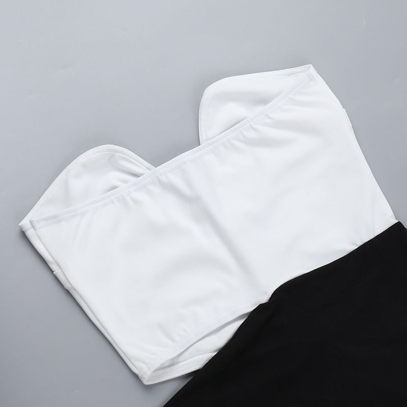 Women sexy contrasting colors Patchwork Maxi Dress 8