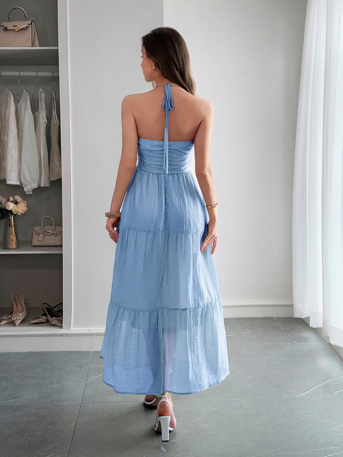 Spring/Summer Women's Elegant Holidays Halter-Neck Beach Long Dress 12