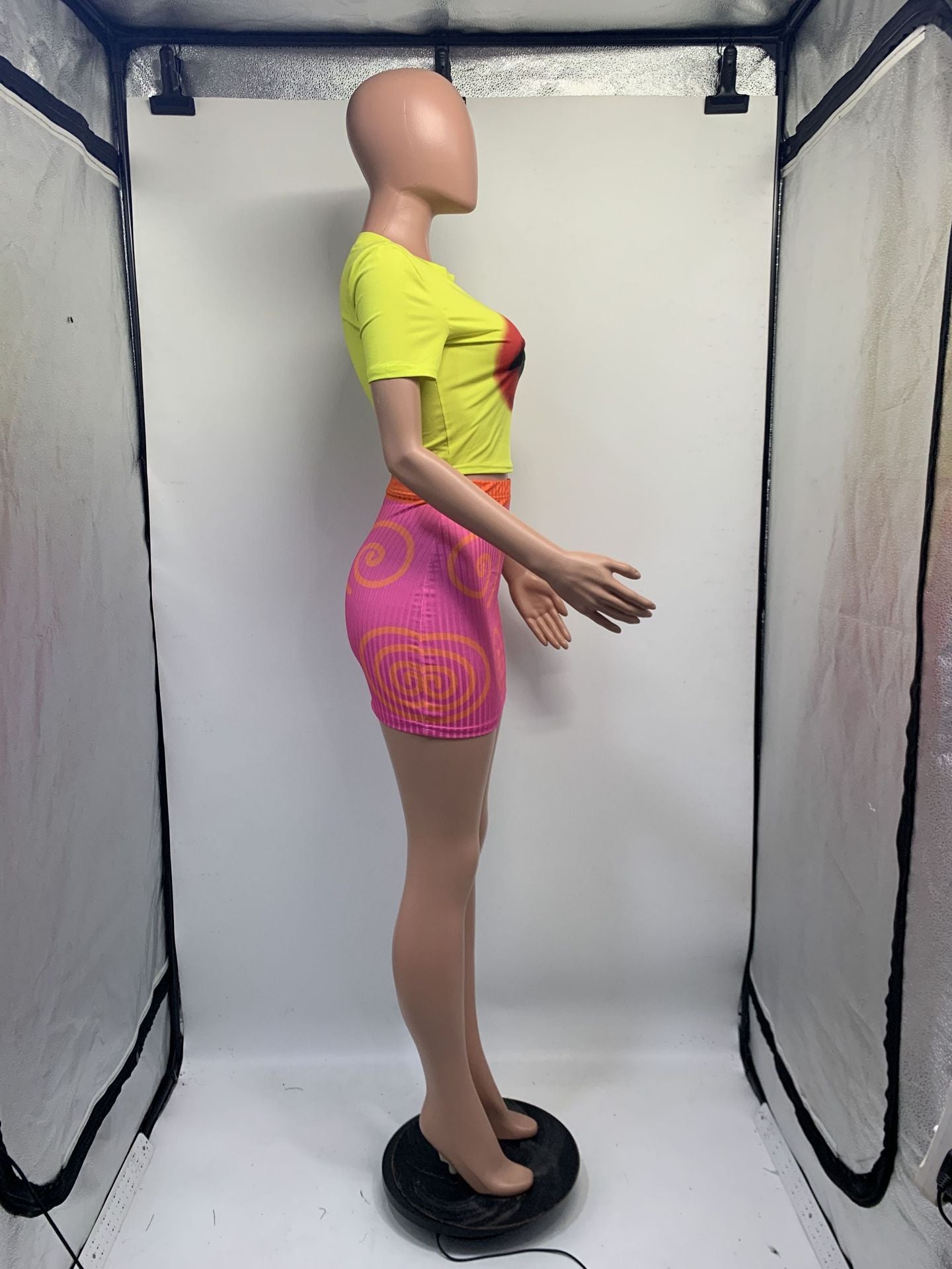 Summer Sexy Tight Fitting Modern Mouth Print Skirt Set 10