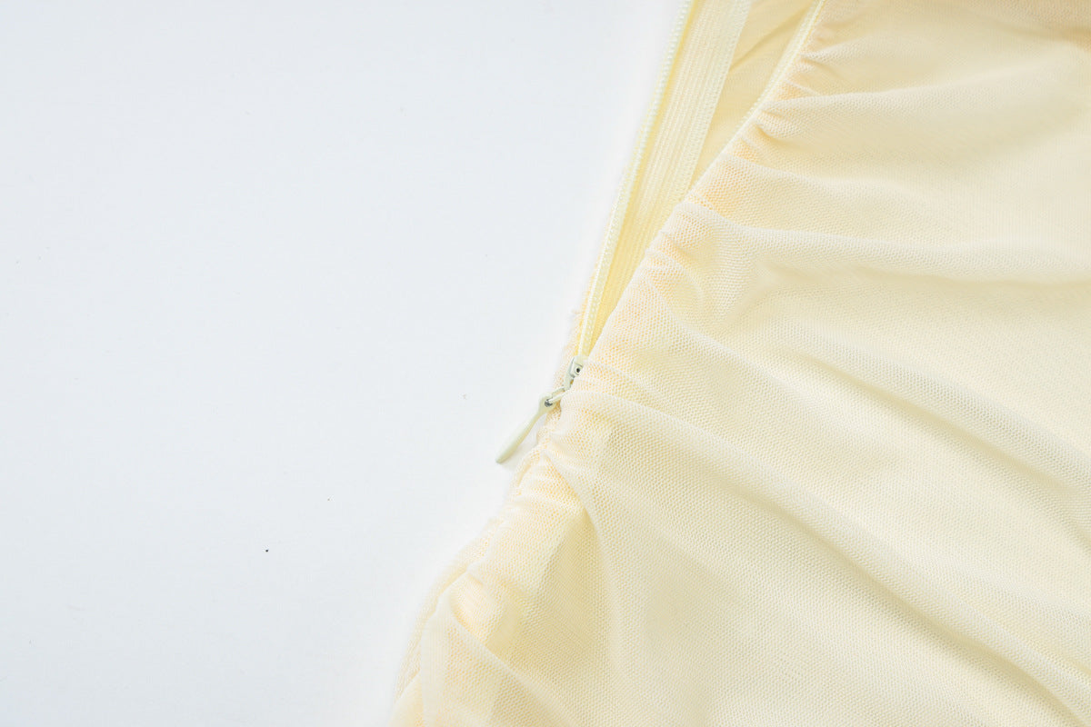 Women's summer fashion sexy mesh Patchwork Low Back deep v See-Through strap dress 19