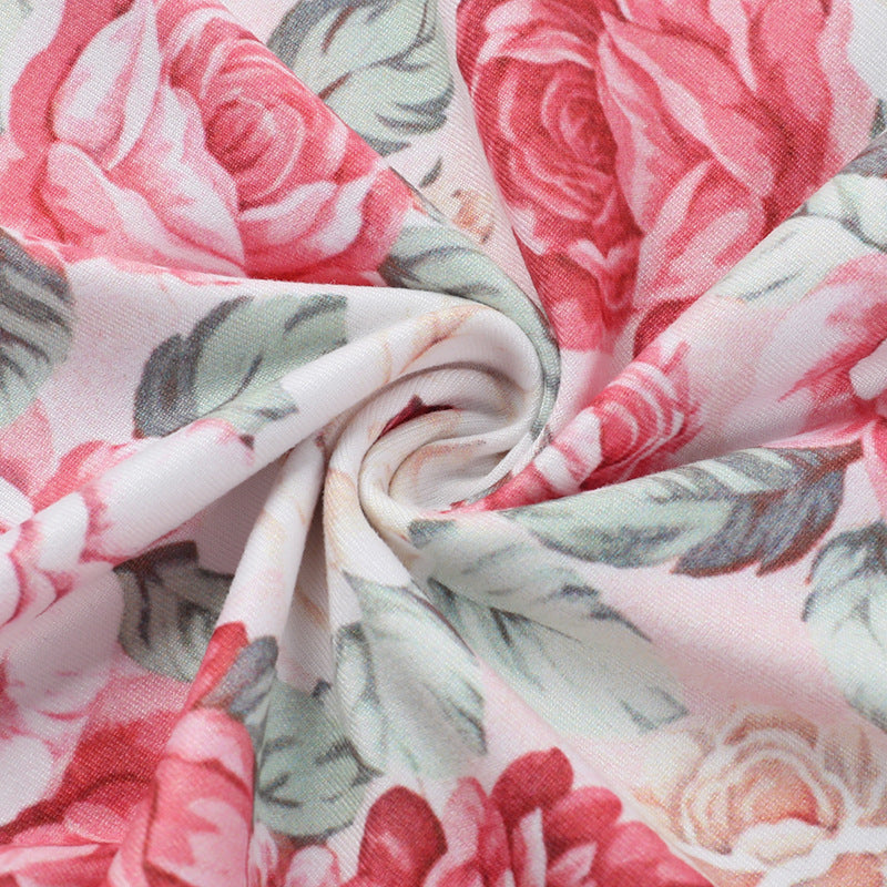 Women Spring Sexy Ruffle Floral Print Slit Dress 18