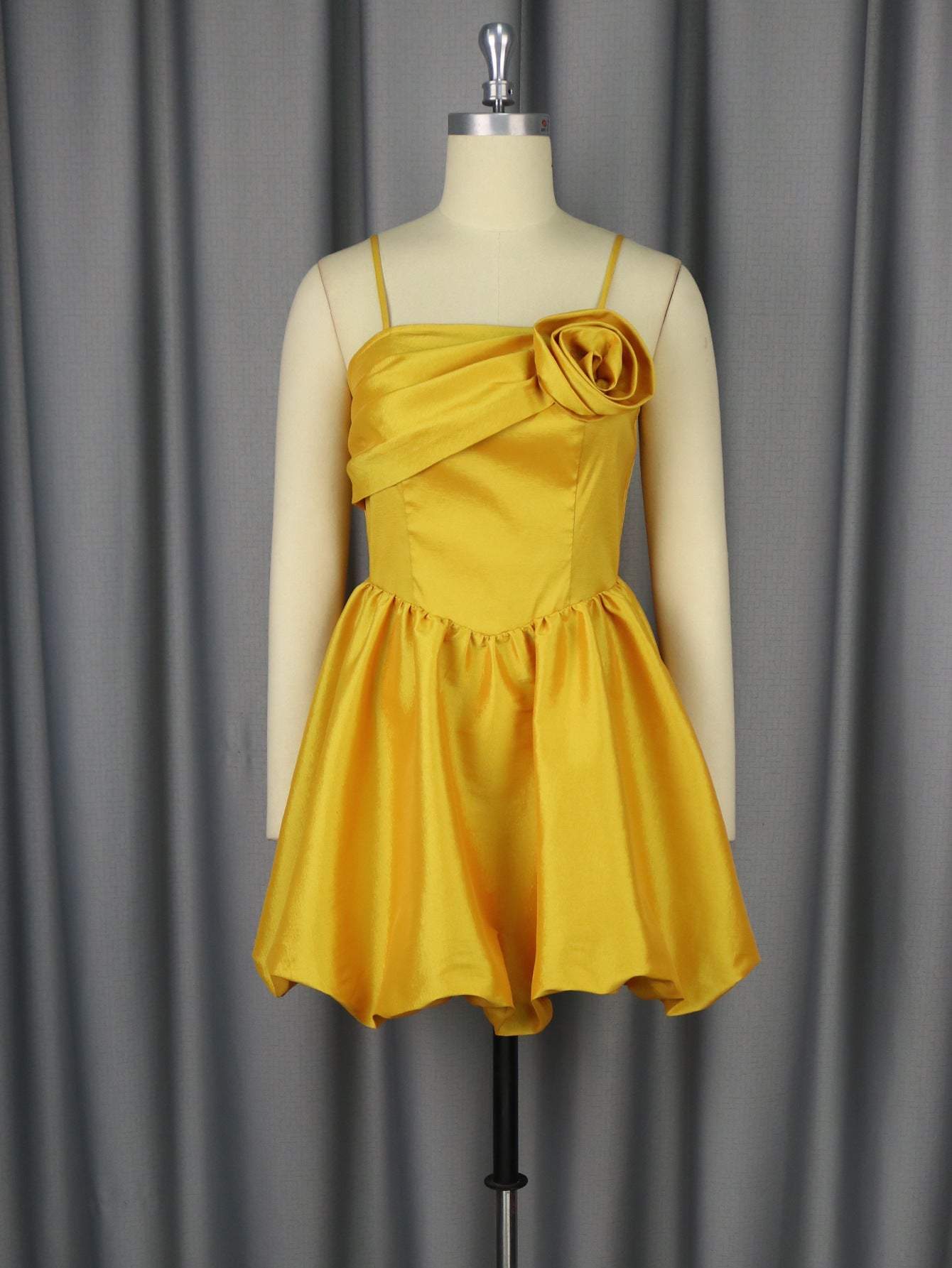 Floral Strapless Mini Dress Sexy Elegant Gold Party Gown 6