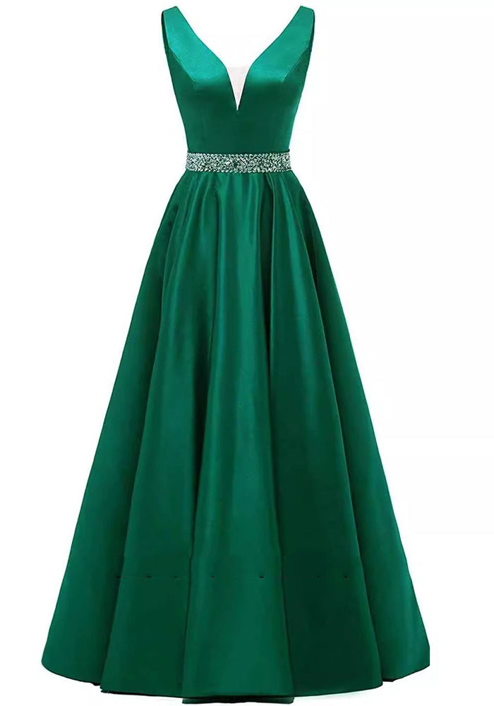 Women Straps V-neck satin sleeveless Backless Formal Party evening dress（Processing time need 3-6 days）