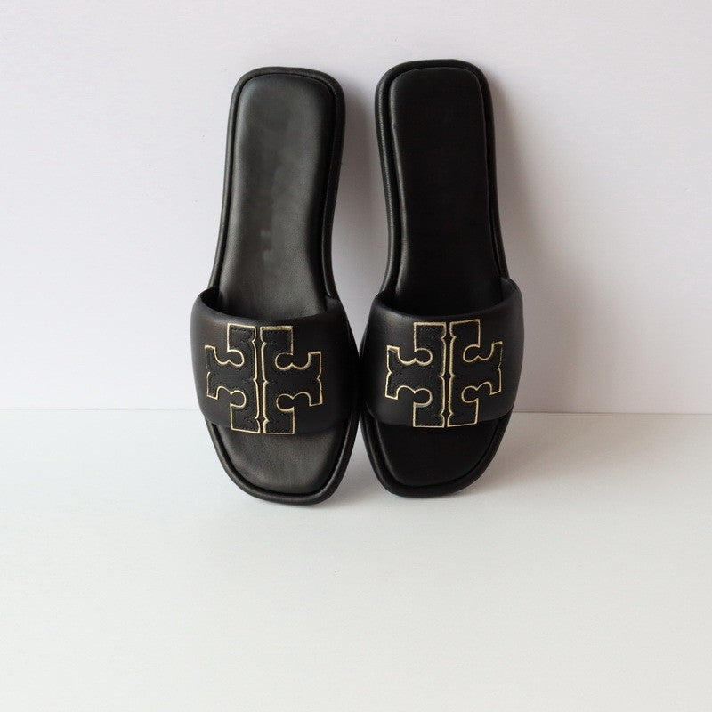 Flat Leather Beach Sandals for Women Summer Outdoor Fashionable Flip Flops 11