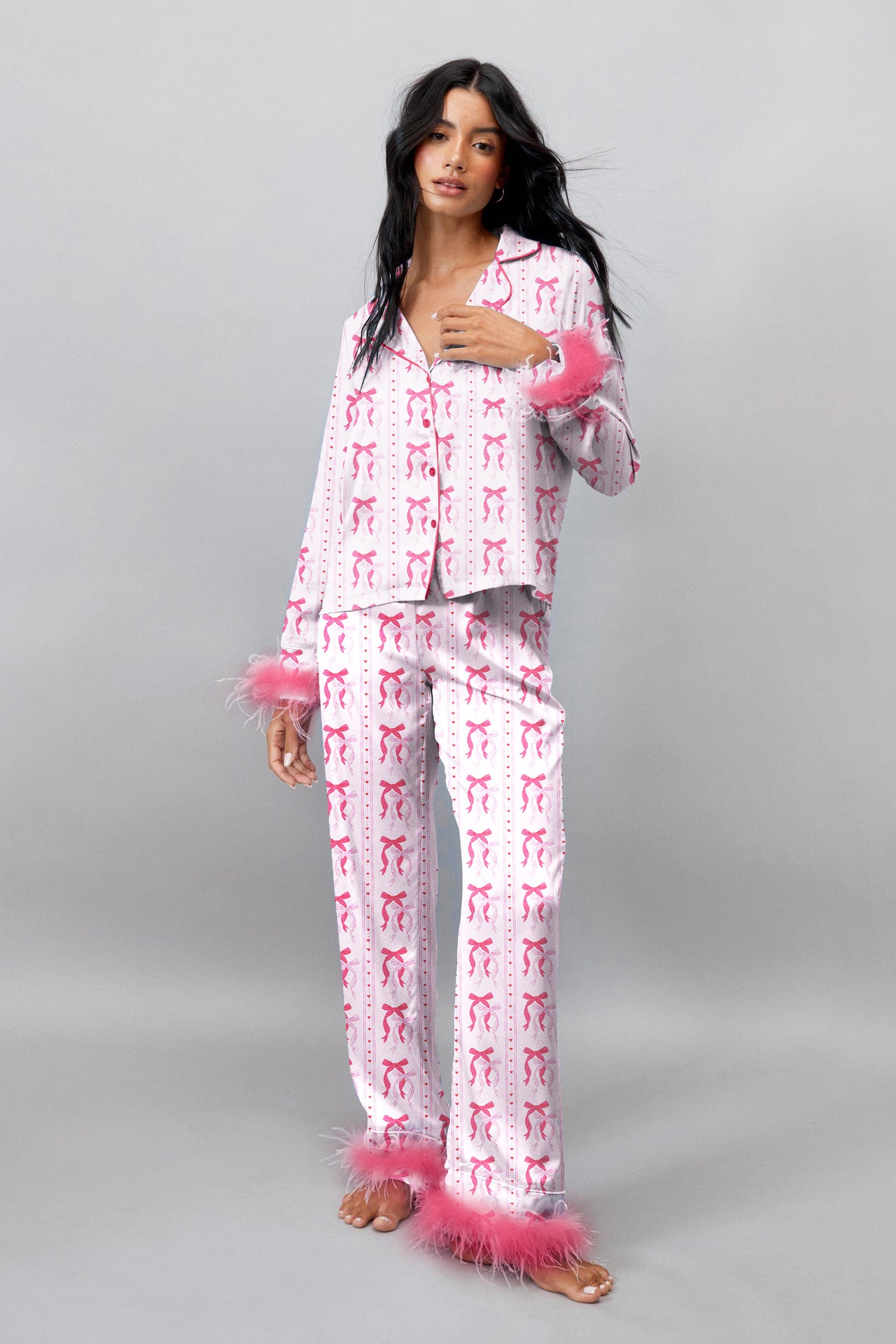 Women Spring Casual Style Printed Home Pajama Set 3