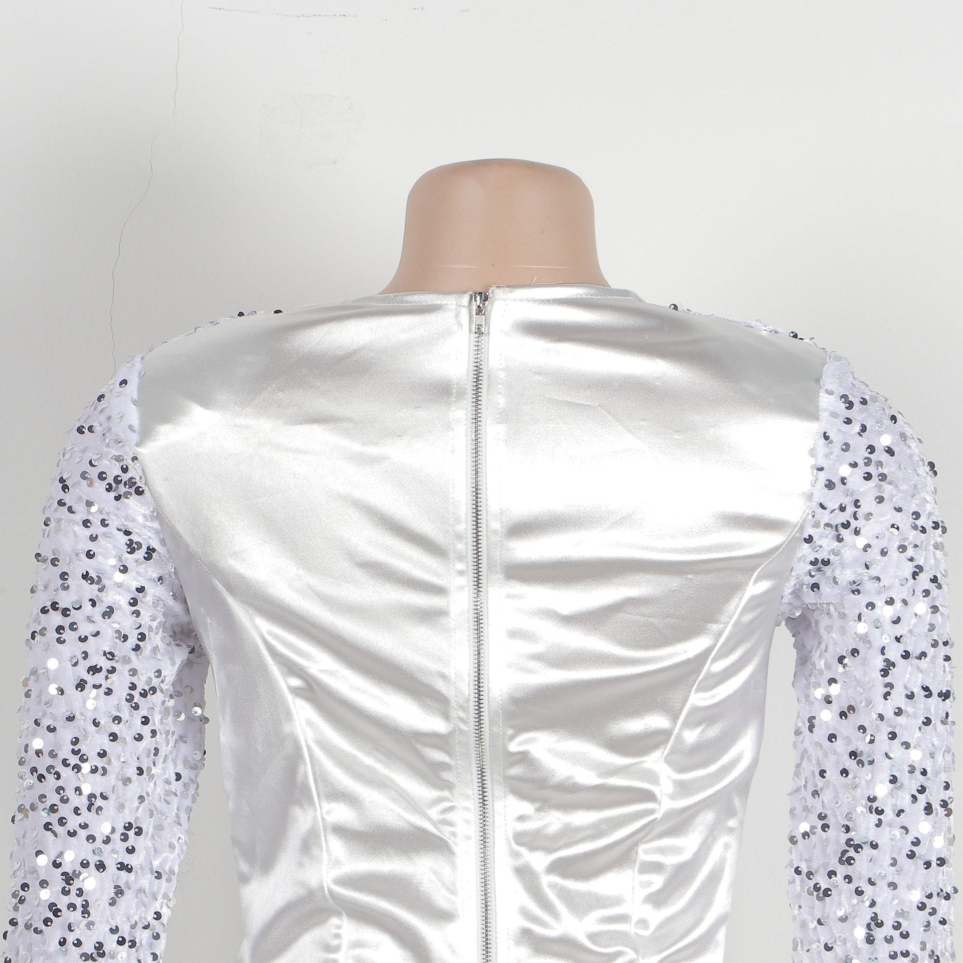 Sexy Square Collar Tight Fitting Stretch Sequin Slit Bodycon Dress 29