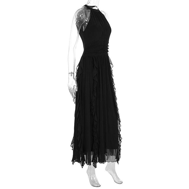 Summer Women's Chic Flounce Slim Waist Slim Fit Ruffled Dress 9