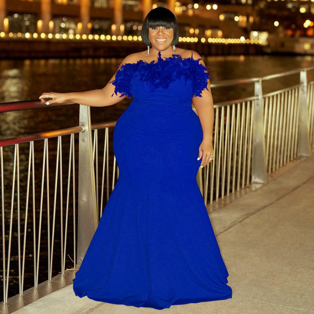 Plus Size Women Off Shoulder Strapless Dress 6