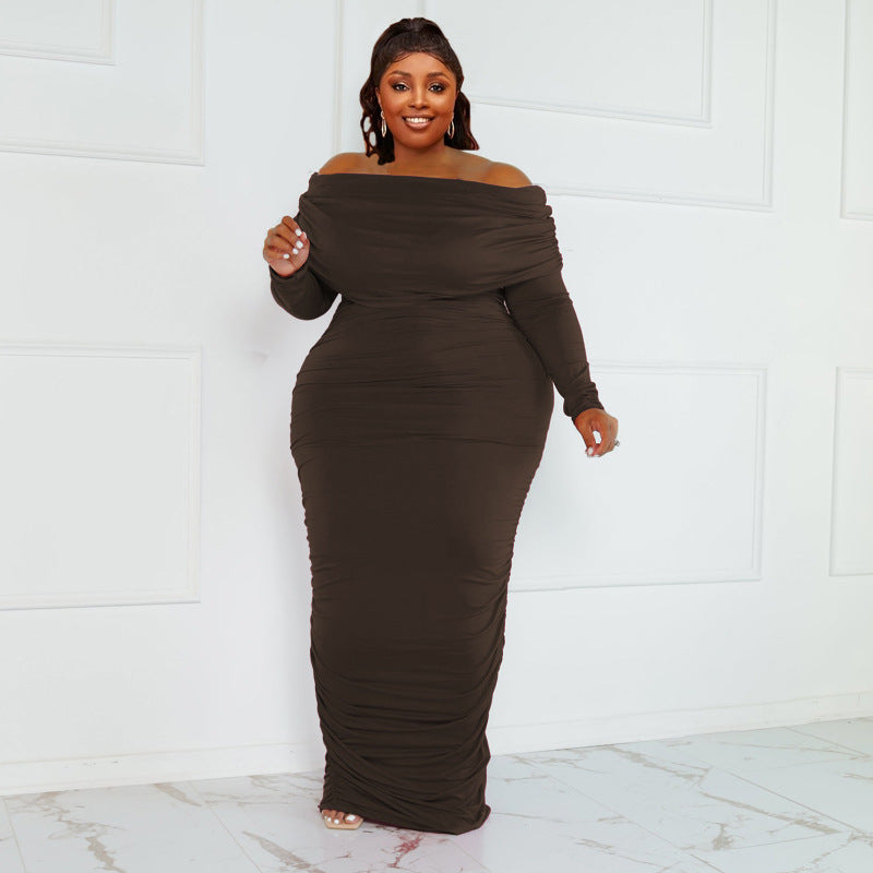 Women Long Sleeve Gathered Bodycon Dress 5