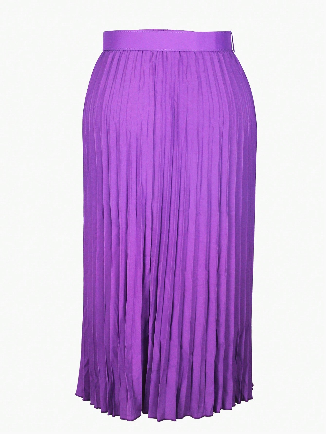 Women's Fashion Elegant Belted Plus Size Long Pleated Skirt 8