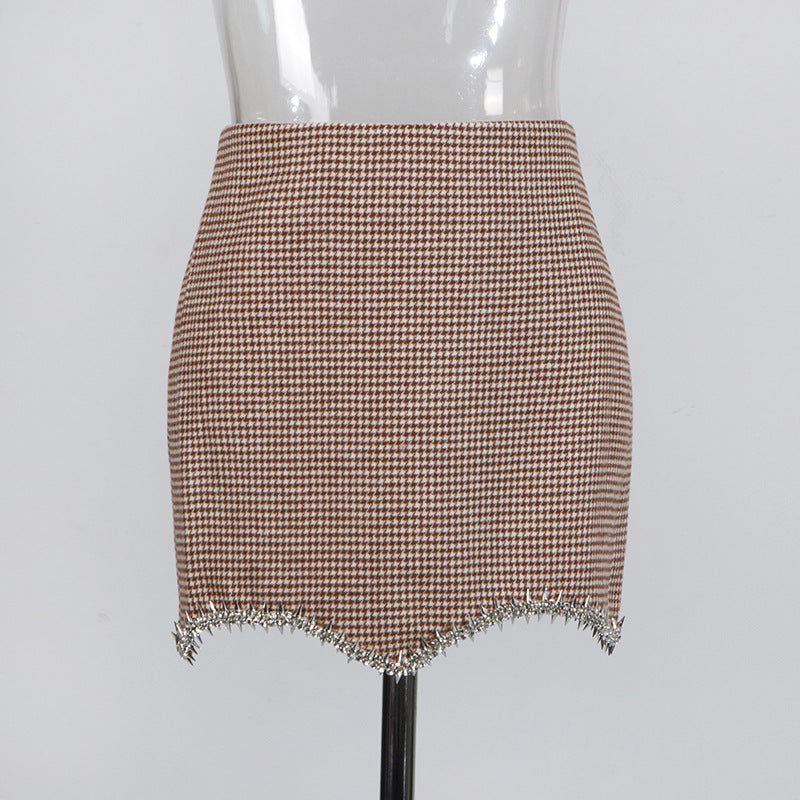 Women Diamond Blazer Bodycon Skirt Two-piece Set 8