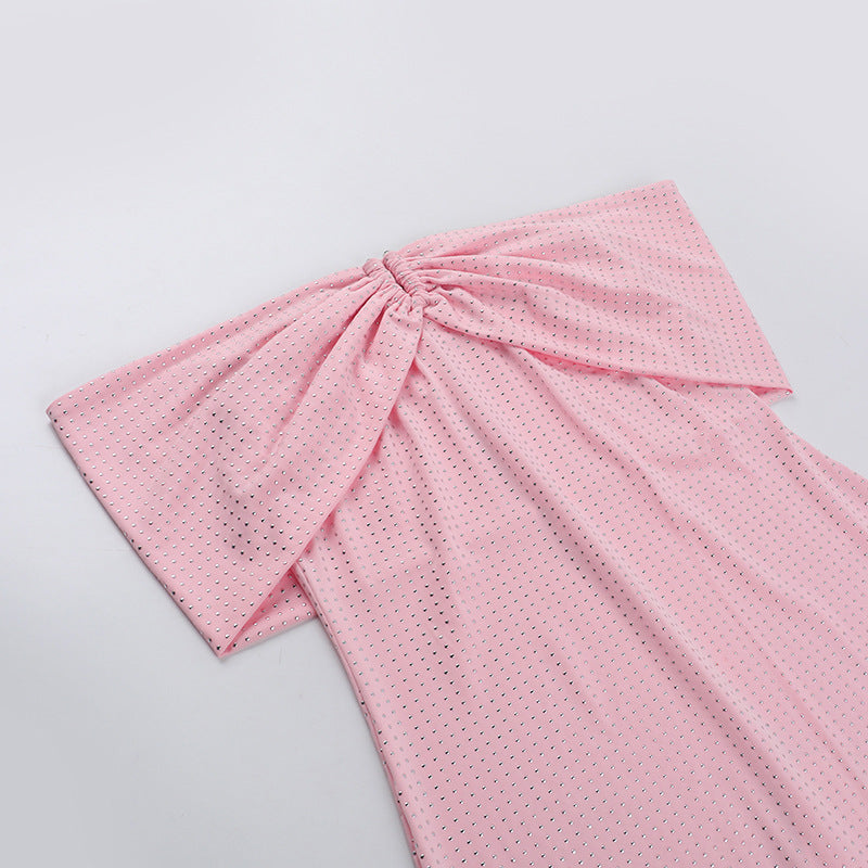 Women Spring Elegant Sparkling Off Shoulder Bodycon Dress 7