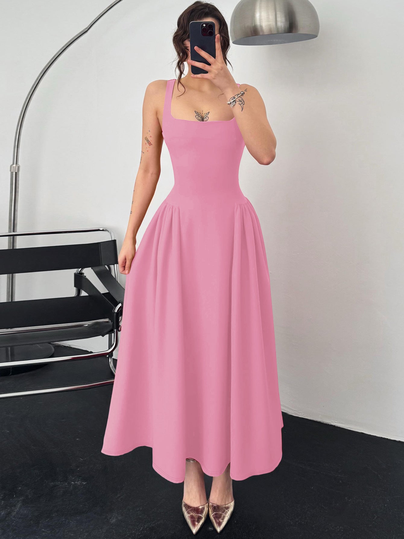 Women's Summer Fashion Sexy Low Back Zipper Slim Waist Strap Dress 5