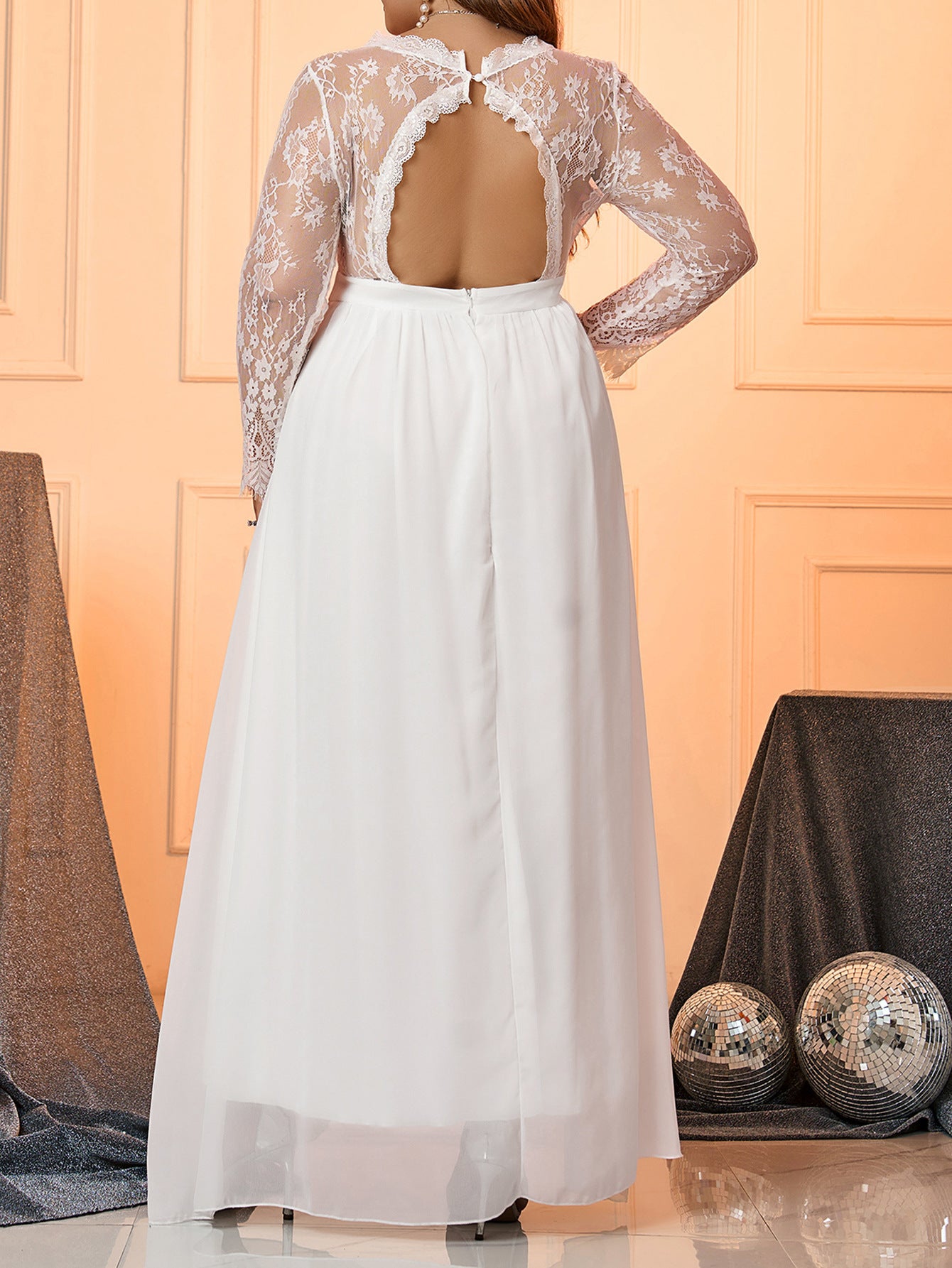 Plus Size Women Chiffon Backless Dress 3