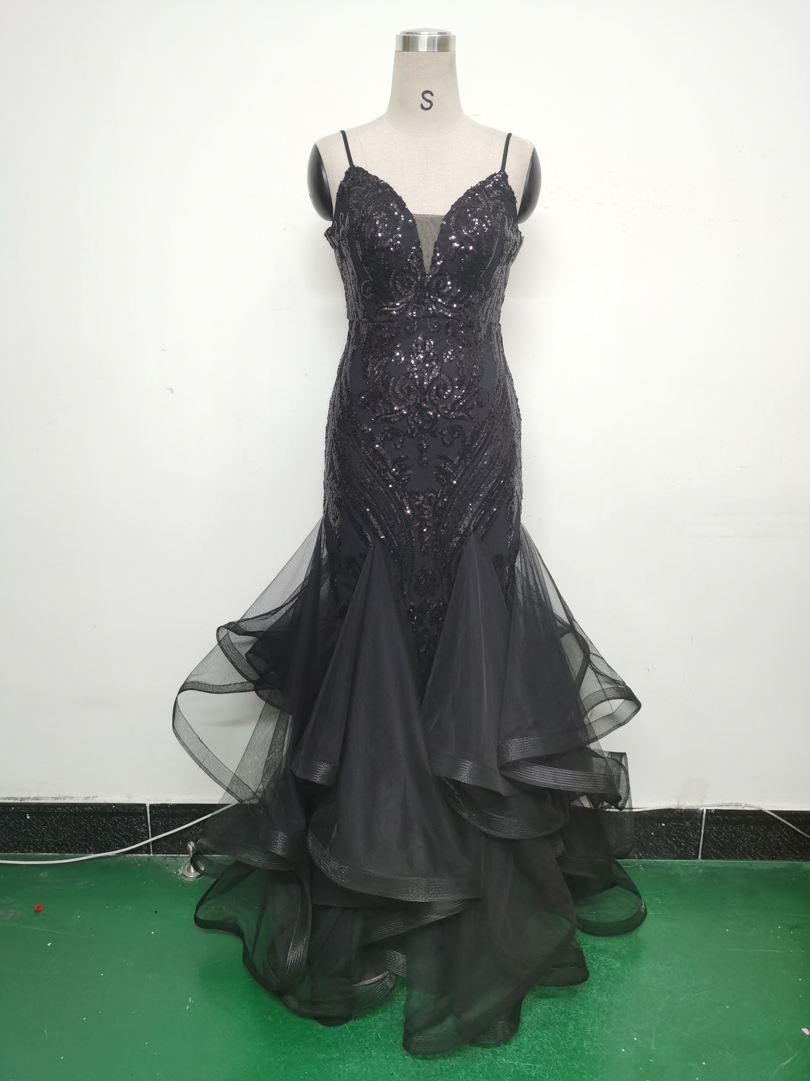 Women Sequin Patchwork Mesh Evening Dress 22