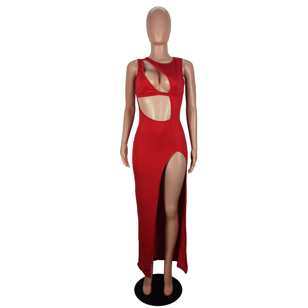 Spring summer women's fashion solid color asymmetrical sexy dress 12