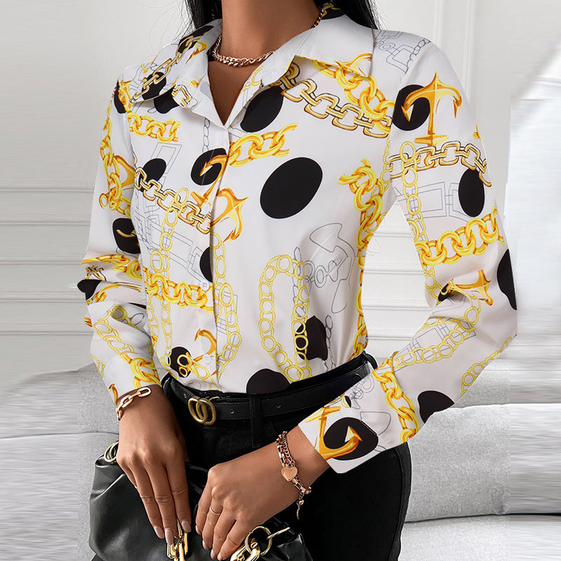 Women long-sleeved elegant printed shirt 12