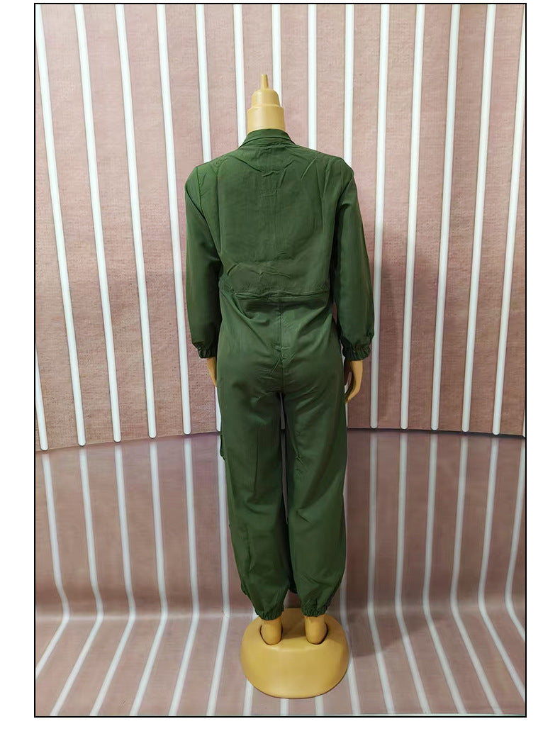 Plus Size Women Fashion Solid Pocket Sexy Jumpsuit 8