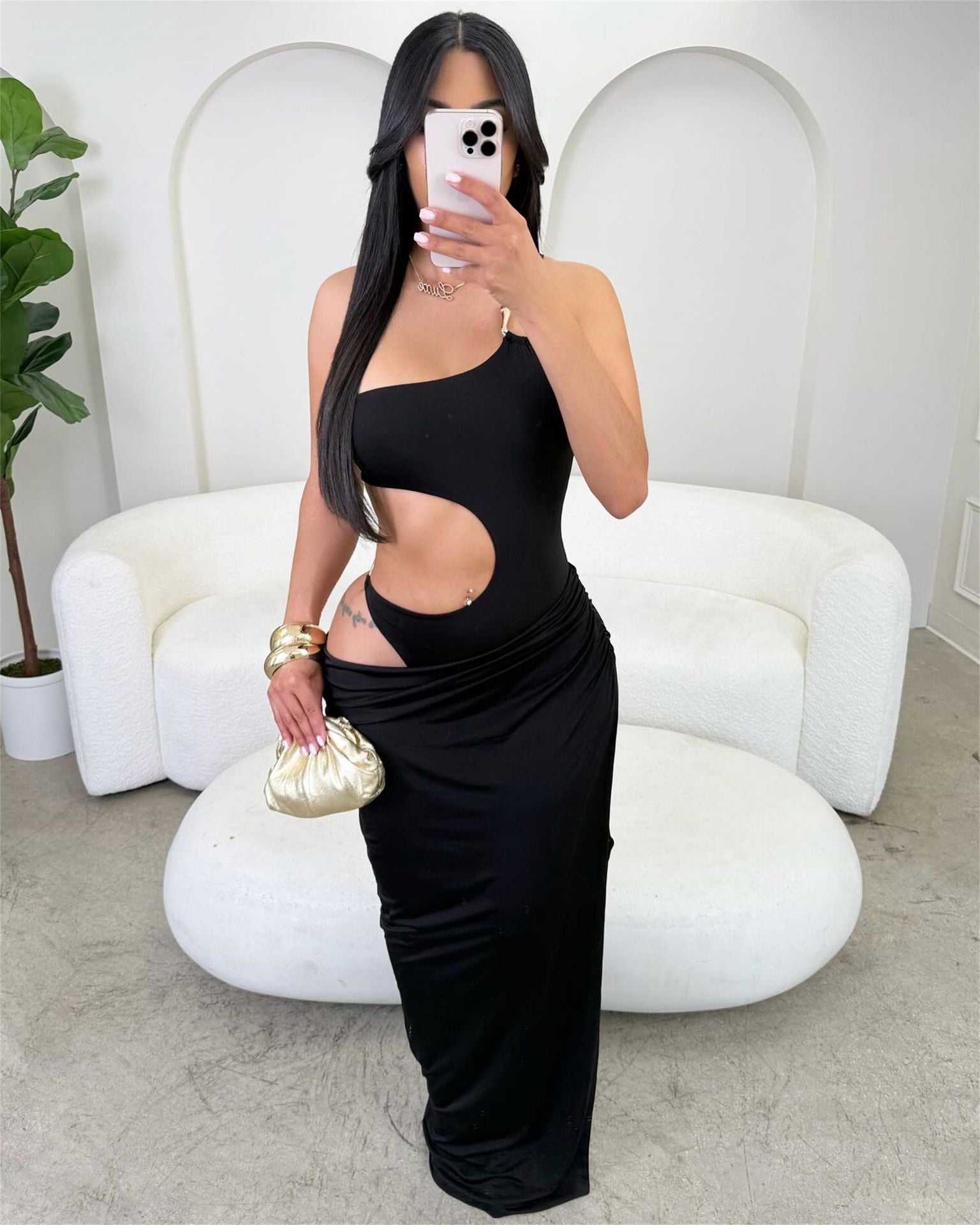 Women formal party solid sexy hollow bodycon dress 3