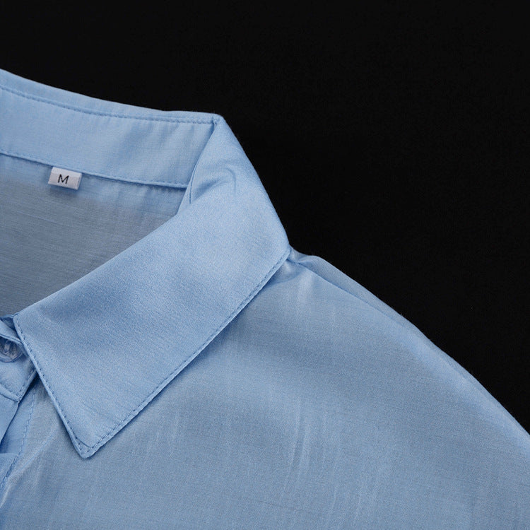 Women's fashion casual long-sleeved solid color shirt chic career top 12