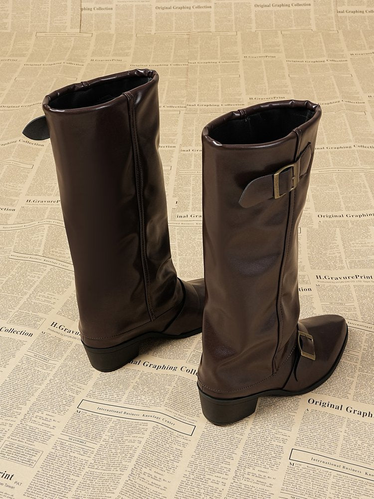 Women autumn and winter long pointed-toe block-heeled fashion boots 23