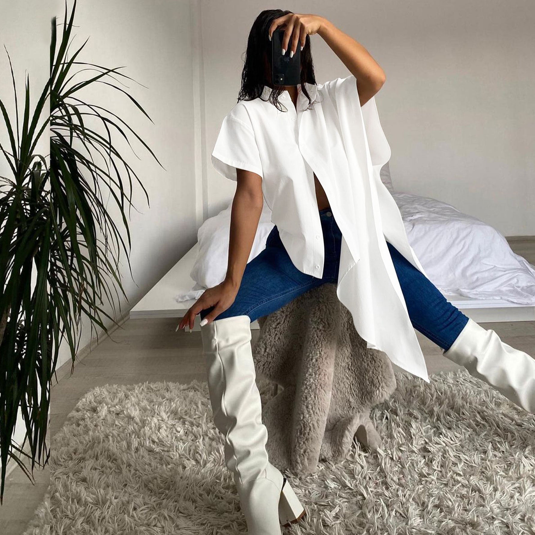 Women's Irregular Shirts Fashion Loose Blouse 4