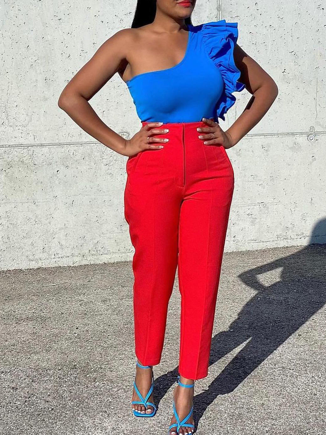 Plus Size Women Africa High Waist Solid Trousers 10