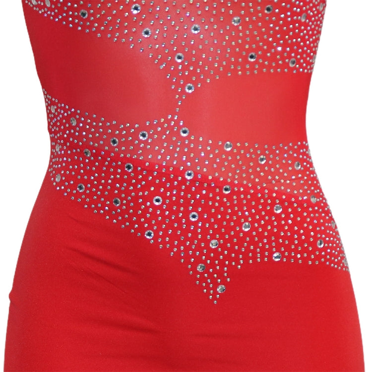 Spring Sexy Red Mesh Patch Beaded Sleeveless Party Jumpsuit 8