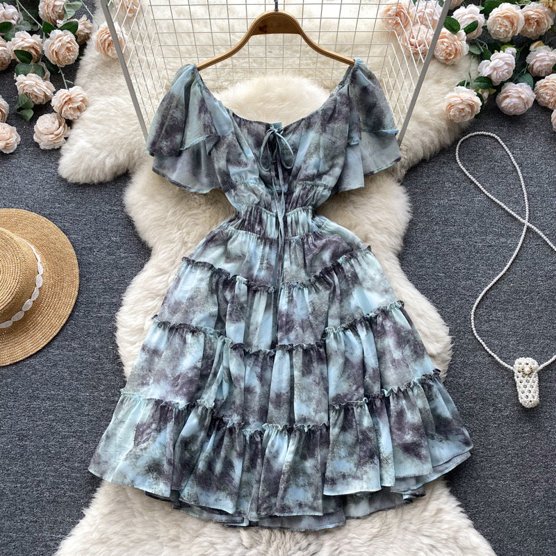 Women French printed Mini Dress 7