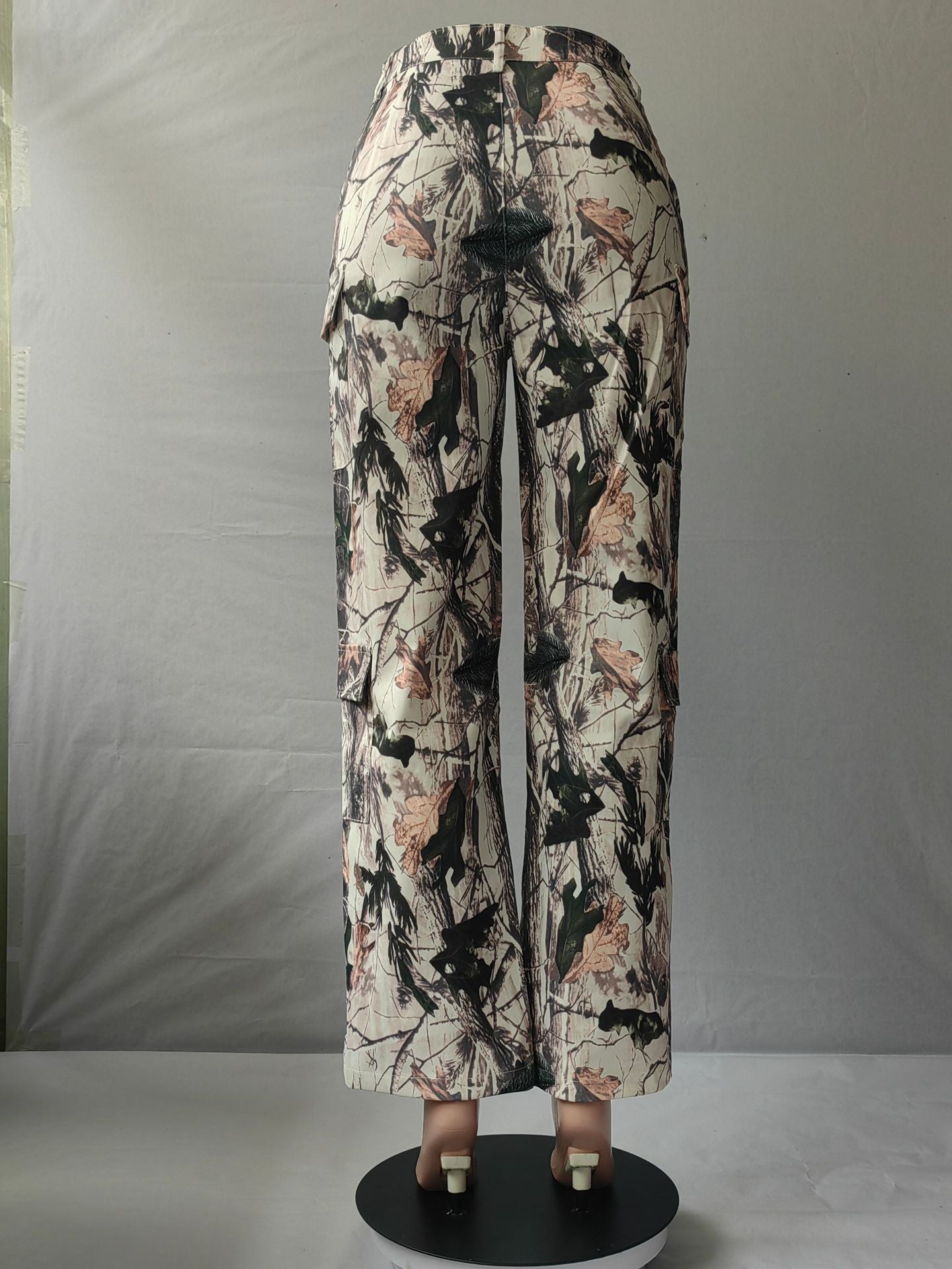 Women Summer Casual Loose Straight Leg High Waist Pocket Pant 12