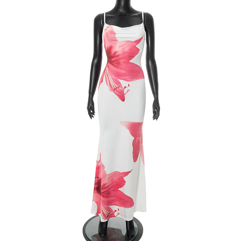 Women's Floral Low-Back Bodycon Long Dress 5