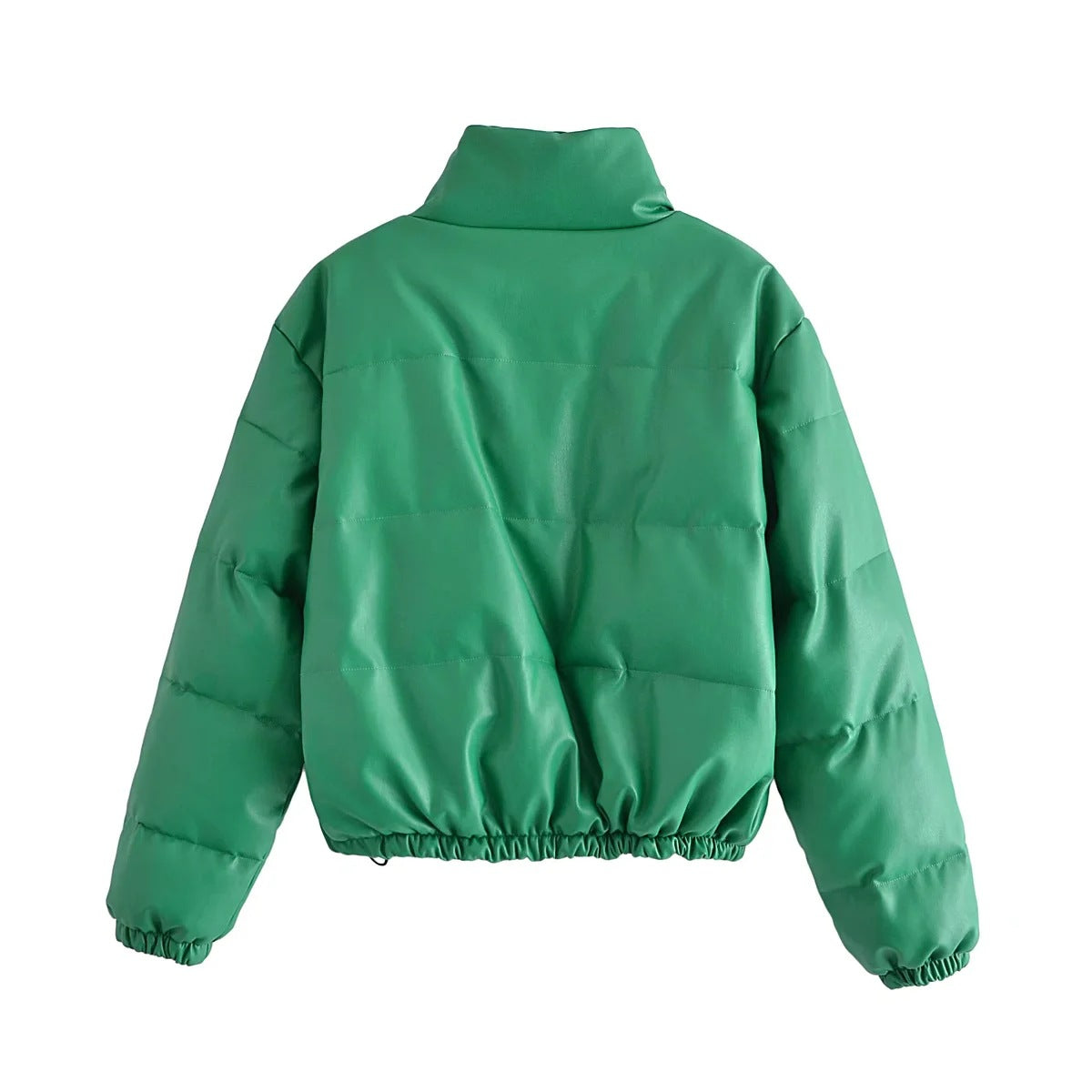 Leather Casual solid color leather cotton-padded Stand Collar jacket 17