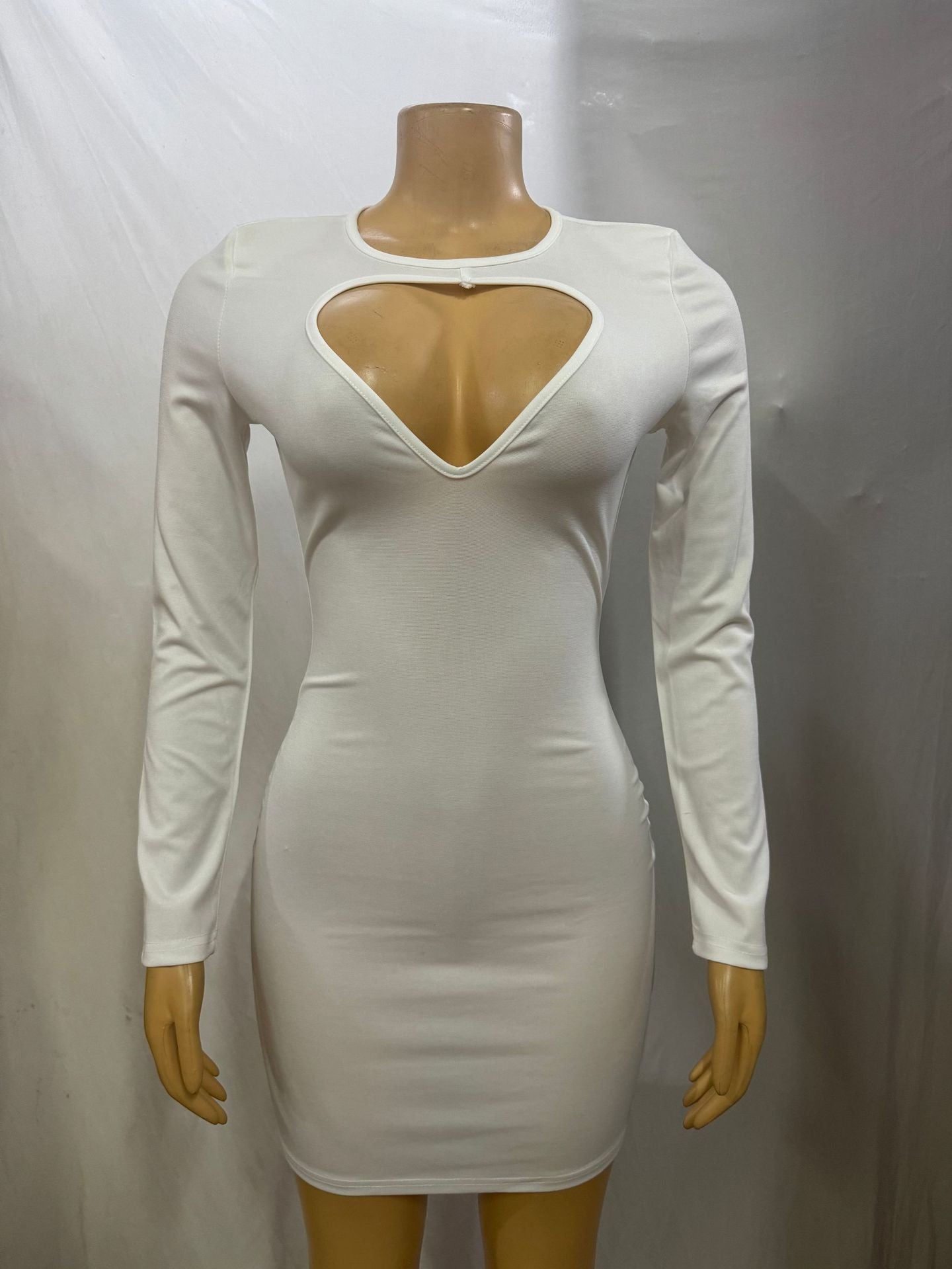 Women Round Neck Sexy Hollow Bodycon Long Sleeve Dress 9