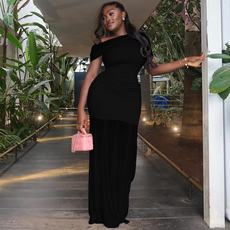 Women off-shoulder pleated off shoulder strapless dress 4