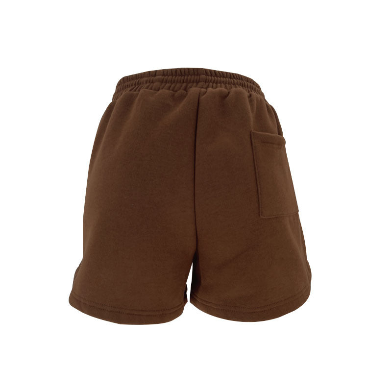 Fall Winter Solid Color Round Neck Pullover Long Sleeve Hoodies Women's Fashion Casual Shorts Two Piece Set 39