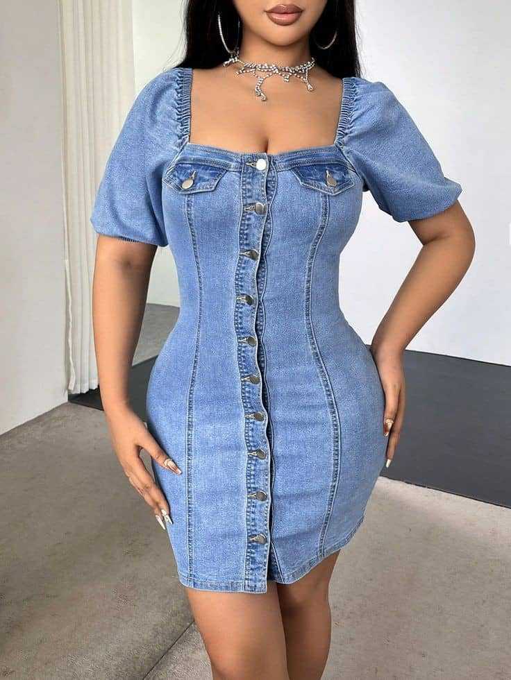Women Sexy Bodycon Denim Dress 3