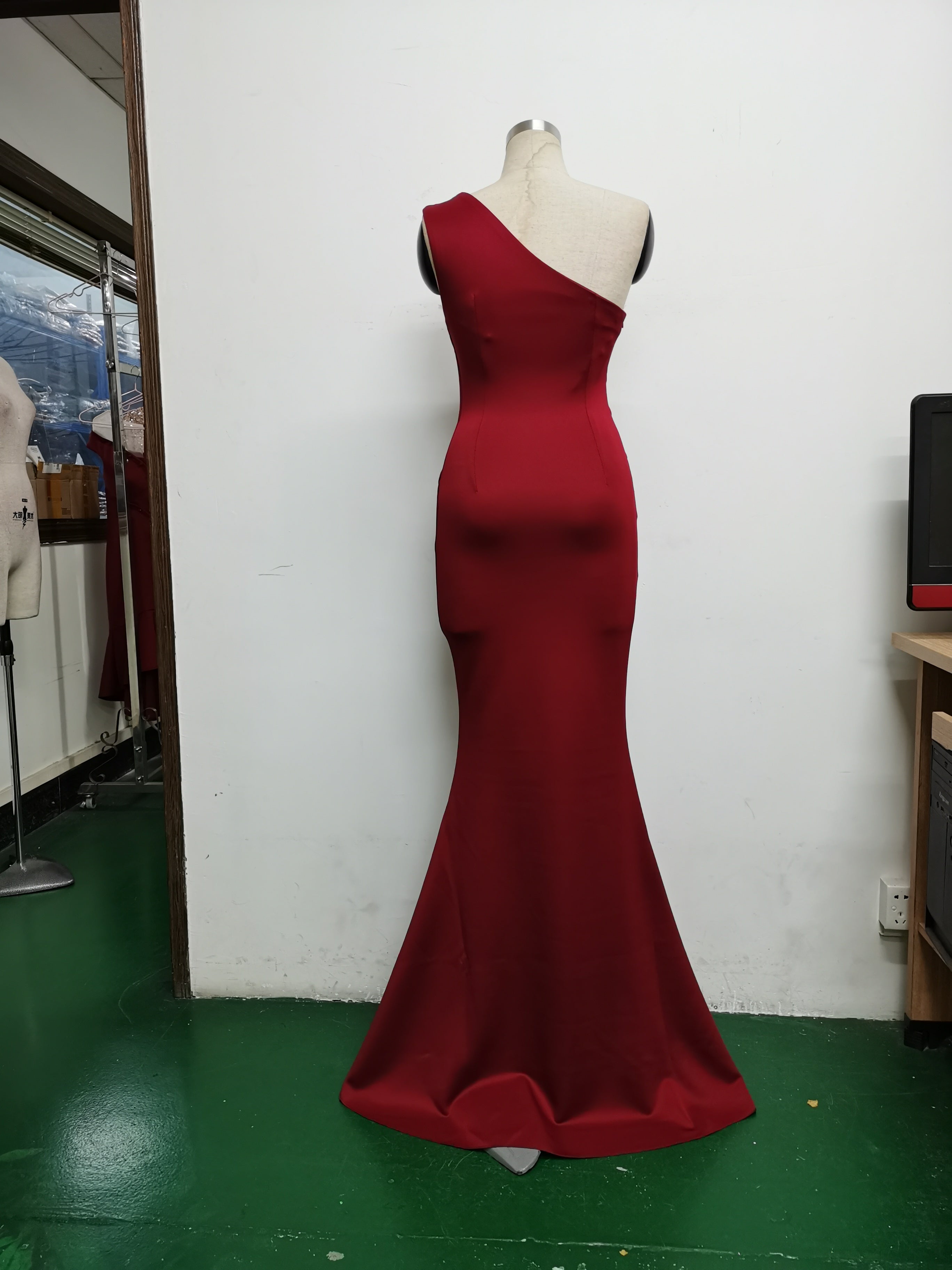 Summer formal beaded one shoulder mermaid evening dress 36