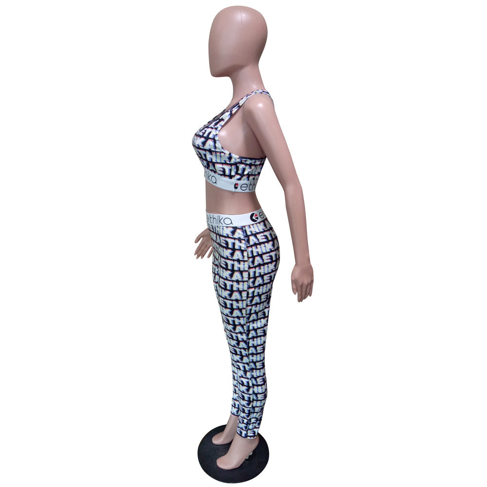 Women Summer Tank Top and Trousers Two-piece Set 17