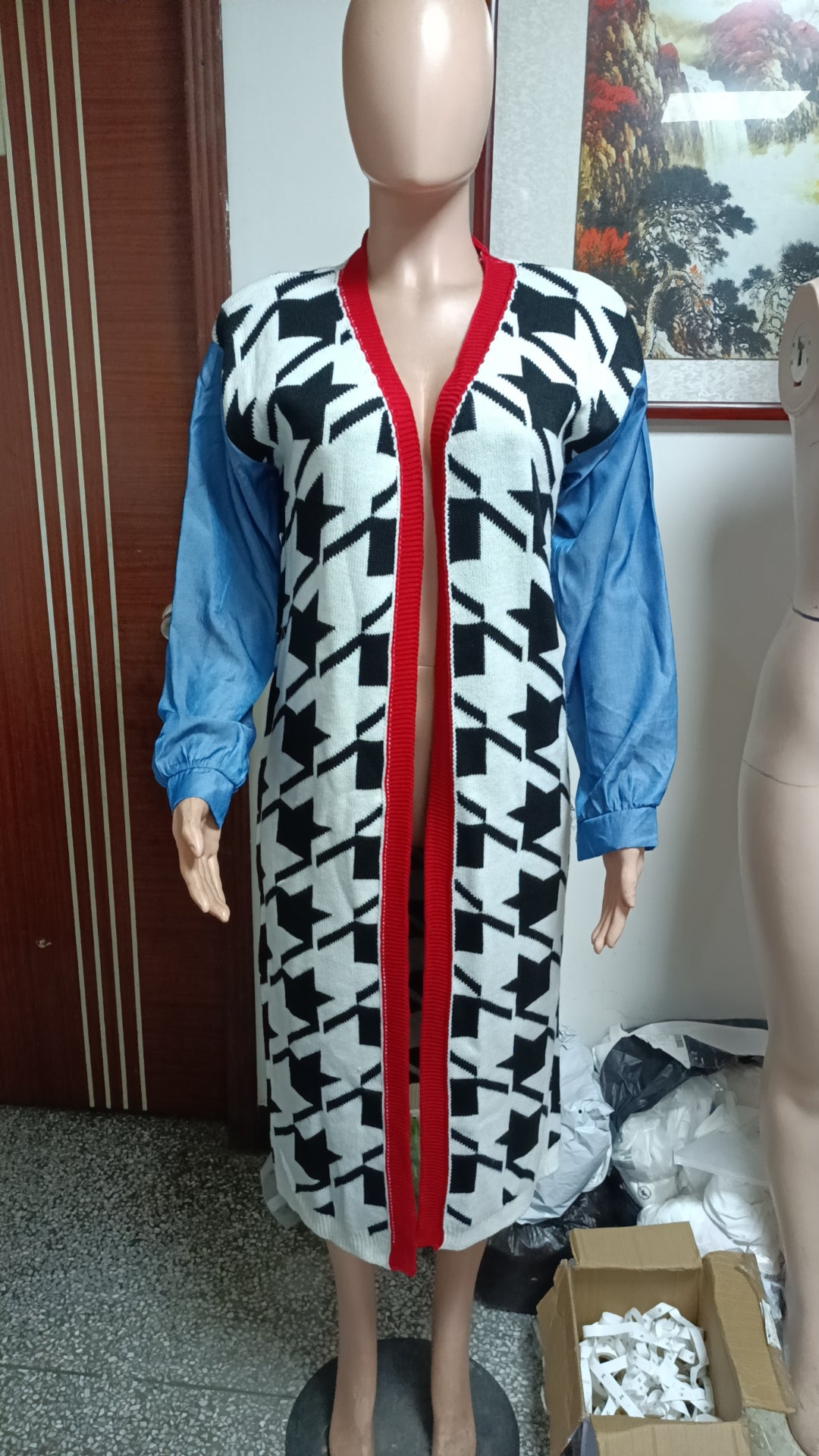 Patchwork Cardigan Fashion Pattern Casual Sweater 6